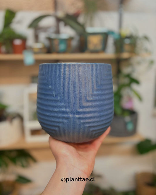 Maceta Ceramic Lines Blue