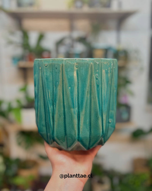 Maceta Glazed Diamond Green