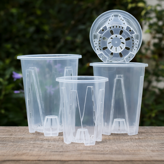 Maceta Plástica Transparente con Drenaje Lateral
